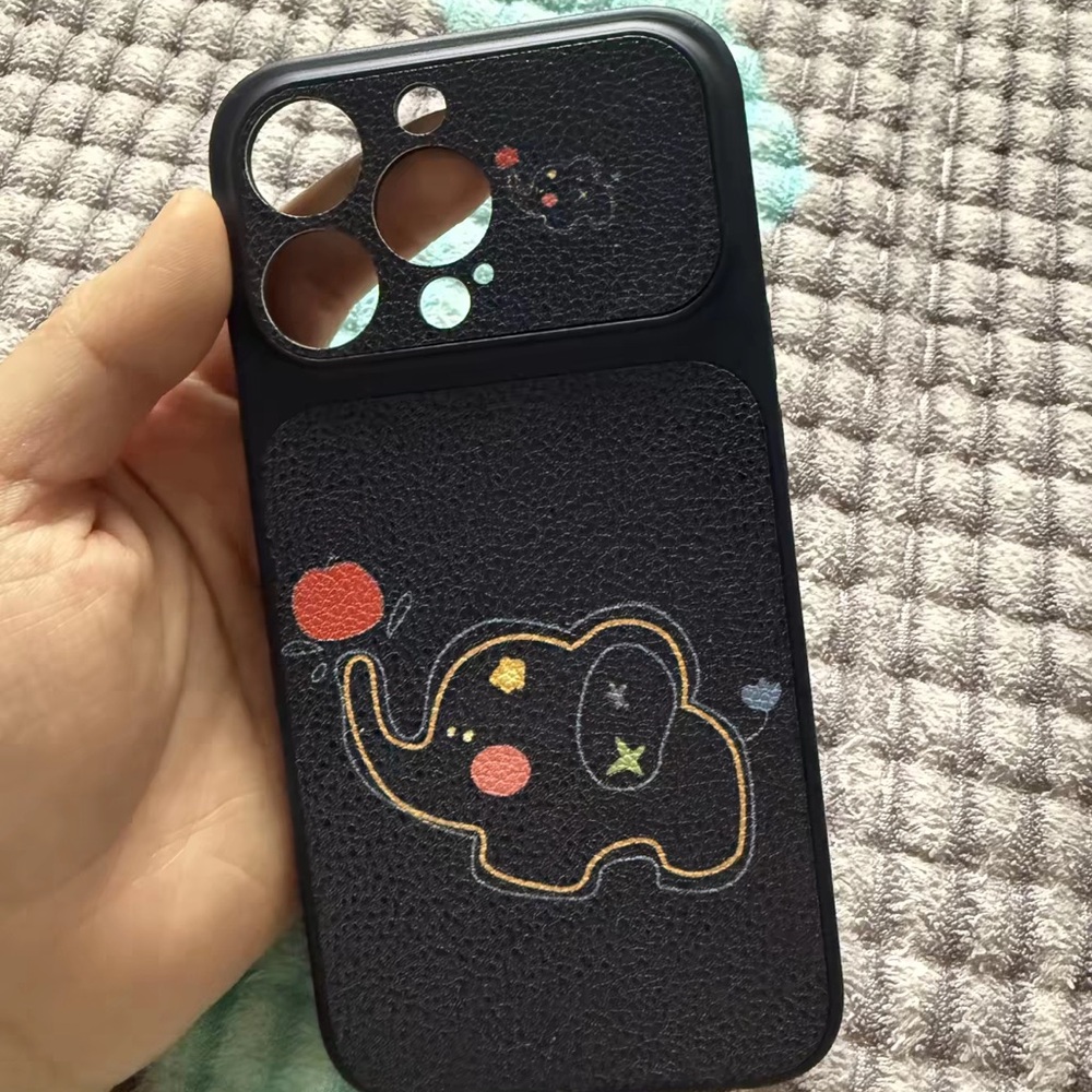 Black Elephant Print Phone Case - Unbranded
